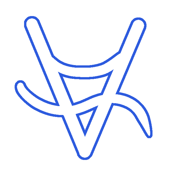 A white conjuration symbol from Dungeons and Dragons, with a blue outline. 